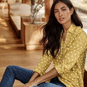 J.Jill Gorgeous embroidered dots RELAXED ONE-POCKET SHIRT